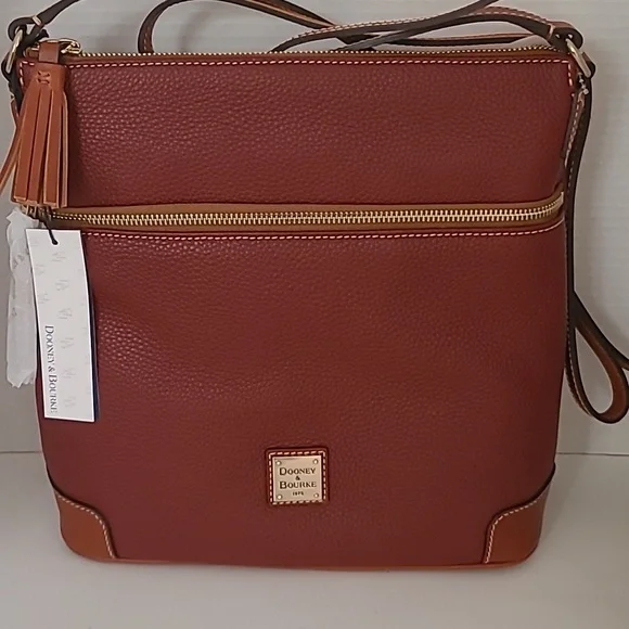 ❤️HP❤️D&B LARGE Wine Pebble Grain Tassle Crossbody Bag NWT